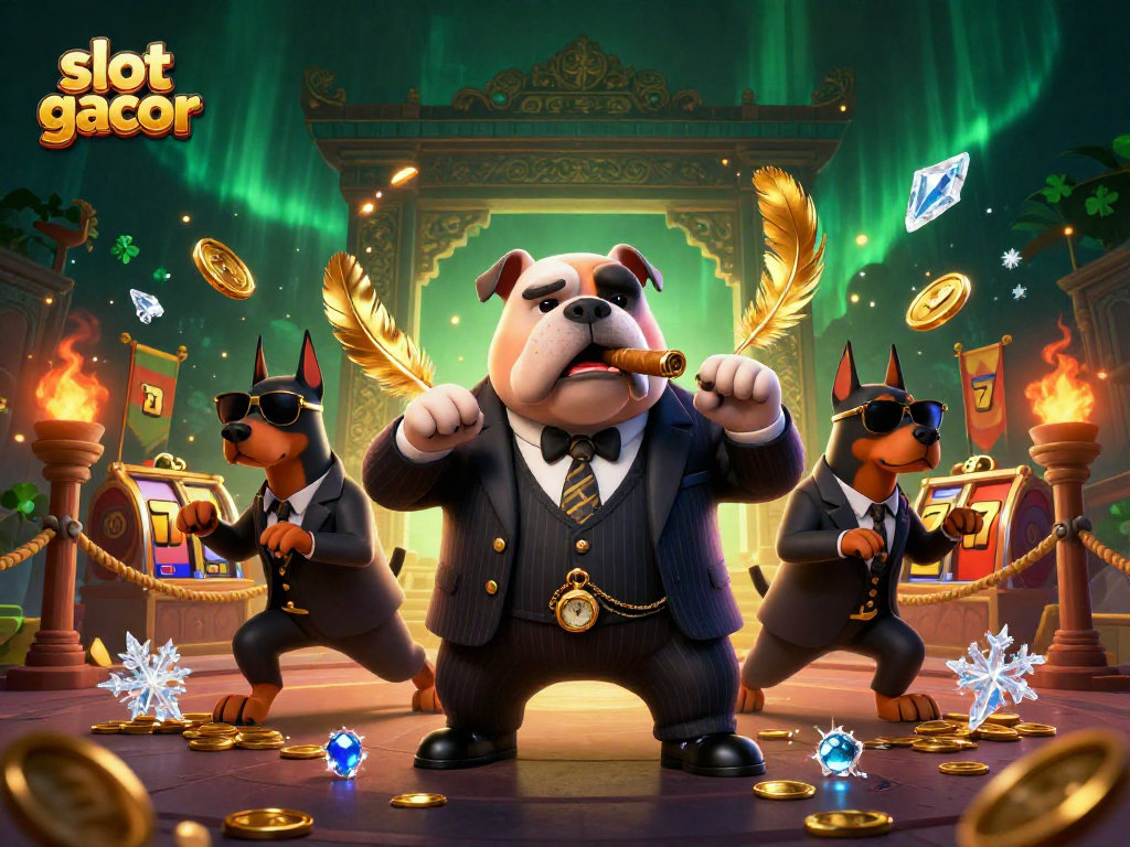 Slot gacor menyajikan tampilannya yang megah dengan karakter mafia dalam desain kasino.