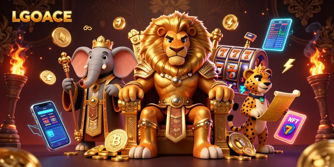 LGOACE - Experience slot games with thrilling jackpots and vibrant casino symbols in a lively 3D scene.