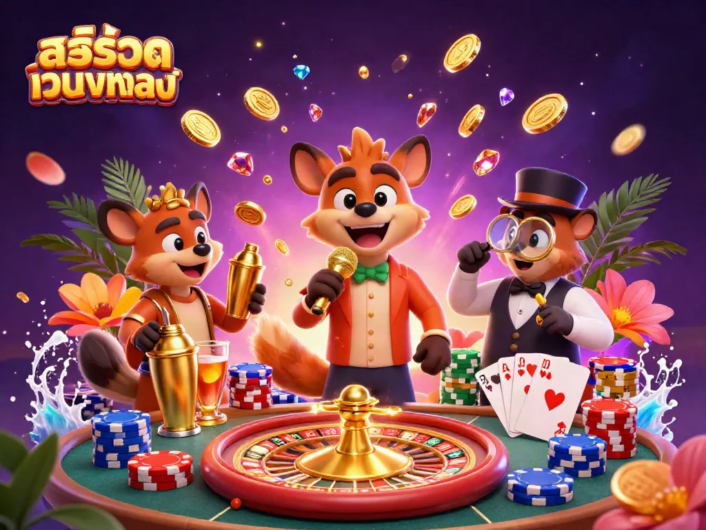 Experience laughter and excitement at the casino with สล็อตเว็บตรงทั้งหมด, where hyenas entertain and drinks flow.