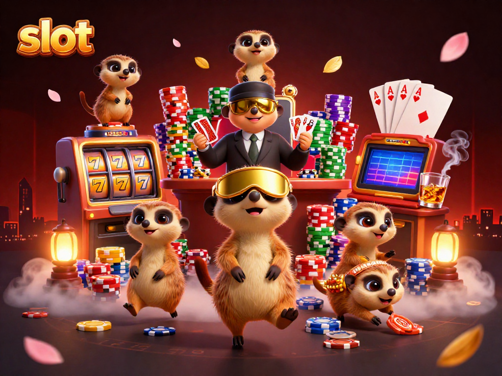Slot yang menarik dengan koloni meerkat menjalankan kasino megah dan menampilkan jackpot berpahala.