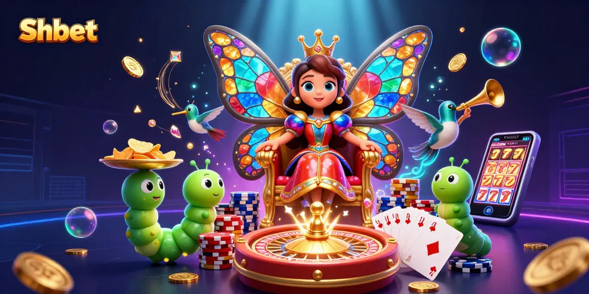 Experience the vibrant world of Shbet with dynamic gaming elements and enchanting characters in a rich casino scene.