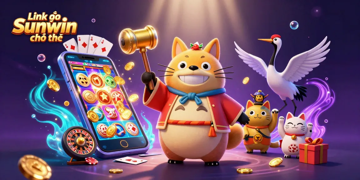Engage in thrilling gameplay with Link vào Sunwin chính thức, showcasing a lively casino scene featuring colorful characters and games.