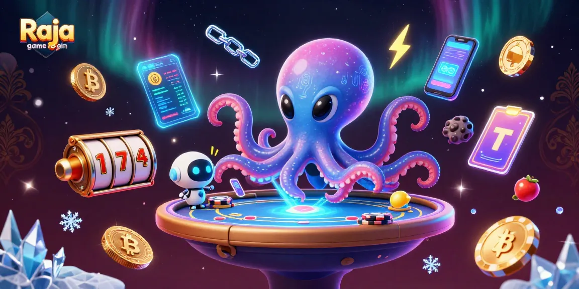 Engage with the thrilling Raja game login experience featuring an alien octopus and crypto elements.
