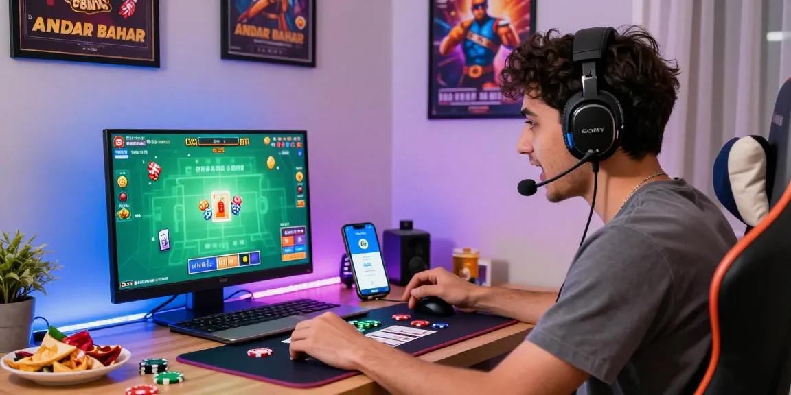 Engaging gaming scene of Andar Bahar King with a player immersed in online gameplay, showcasing real-time action and interactive gaming elements.