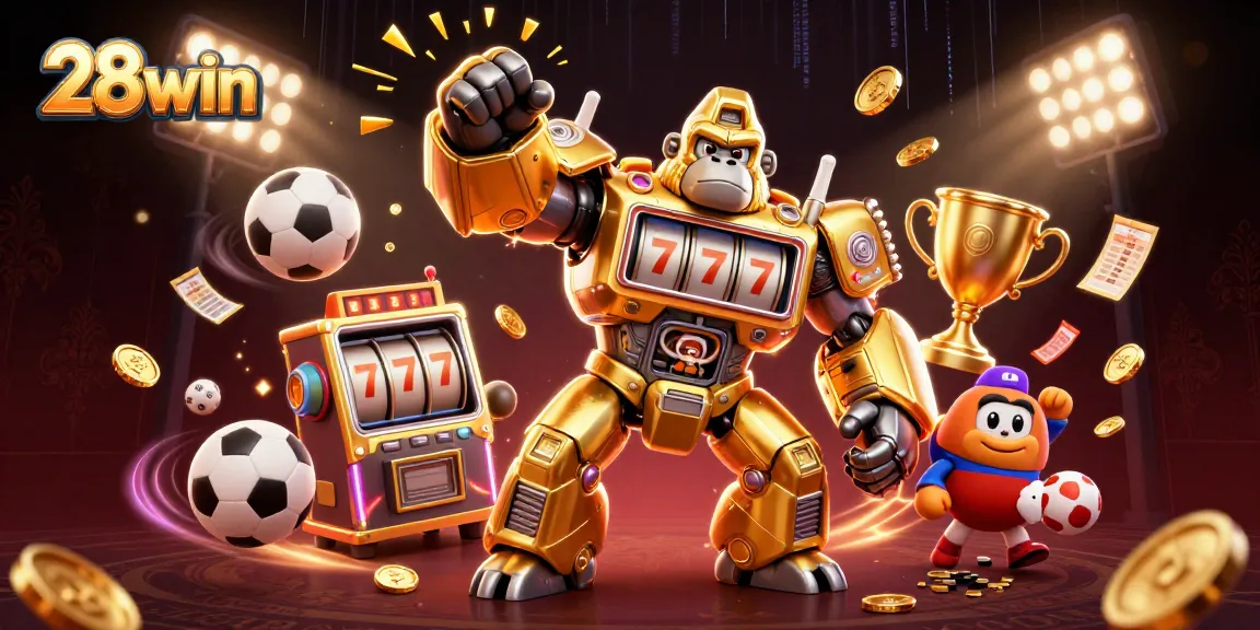 Experience thrilling gameplay with 28win as the 3D golden gorilla mech brings the excitement of gaming to life.