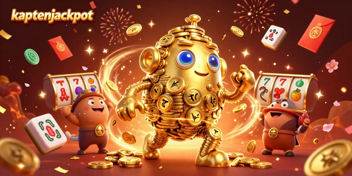 Win with kaptenjackpot in this vibrant 3D casino illustration dynamic with festive elements.