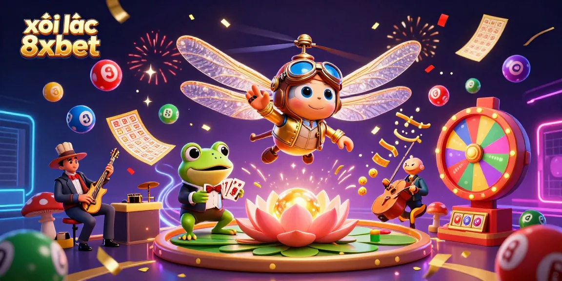 Engage in thrilling fun and excitement at xôi lạc 8xbet with vibrant casino elements in an animated scene.