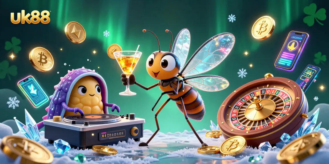 uk88's vibrant 3D casino scene featuring unique characters and dynamic crypto elements.