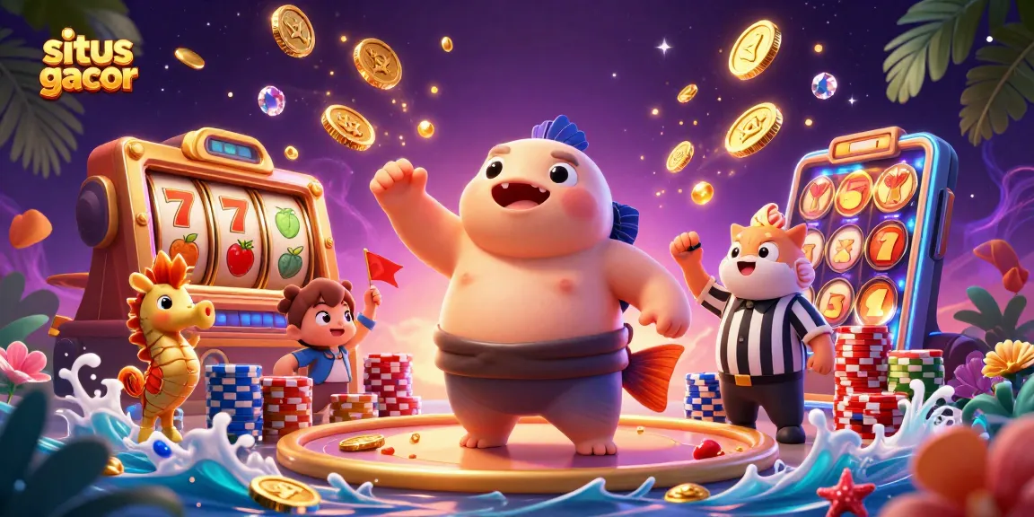 Spin to win with situs gacor slot reels and a jackpot counter surrounded by treasures.