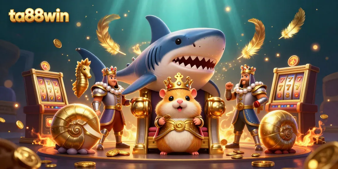 Engage in thrilling slot action at ta88win with a dynamic underwater casino scene featuring a golden hamster king.
