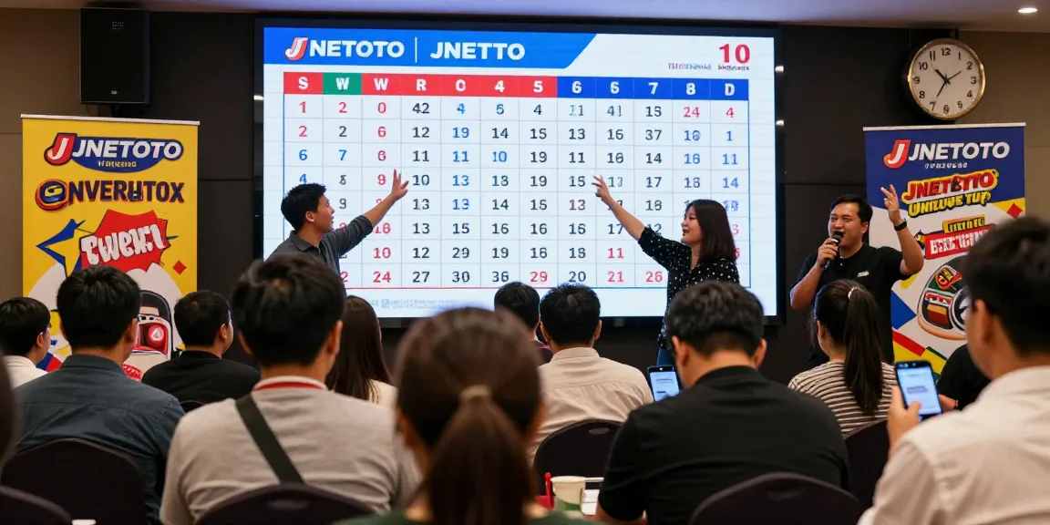 Live draw excitement at JNETOTO, showcasing diverse players celebrating lottery results with real-time updates.